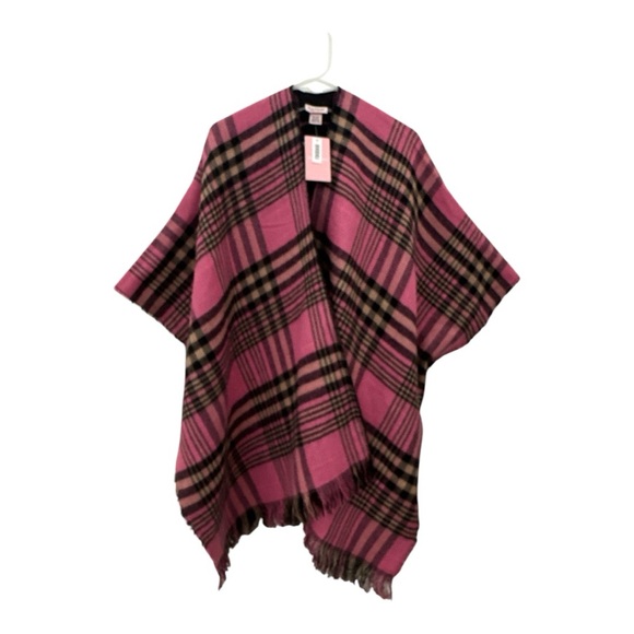 Juicy Couture Sweaters - NWT JUICY COUTURE Reversible Plaid Ruana In BLACK /PINK as christmas gift